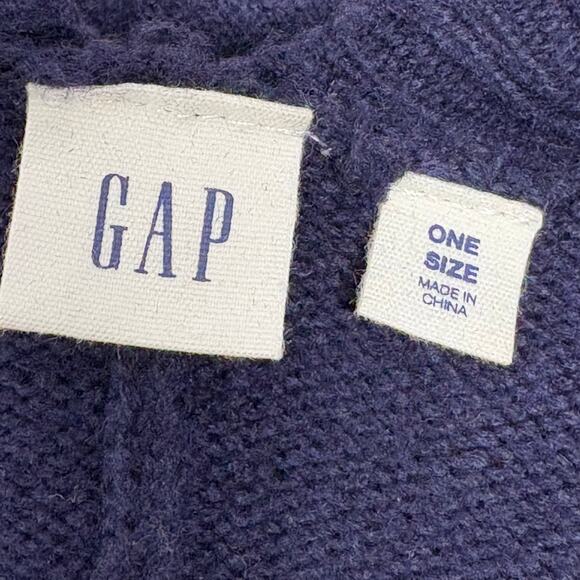 Gap blue Tan Stripe Wool Blend Poncho size XL - Picture 7 of 12